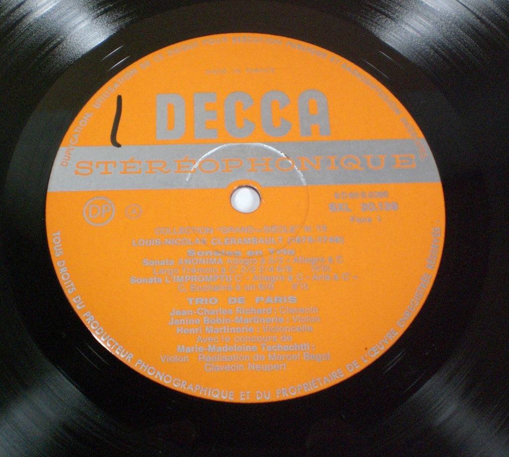 Louis-Nicolas Clérambault - Trio De Paris / Jean-Charles Richard - Janine Robin-Martinerie - Henri Martinerie : Sonates En Trio (LP)