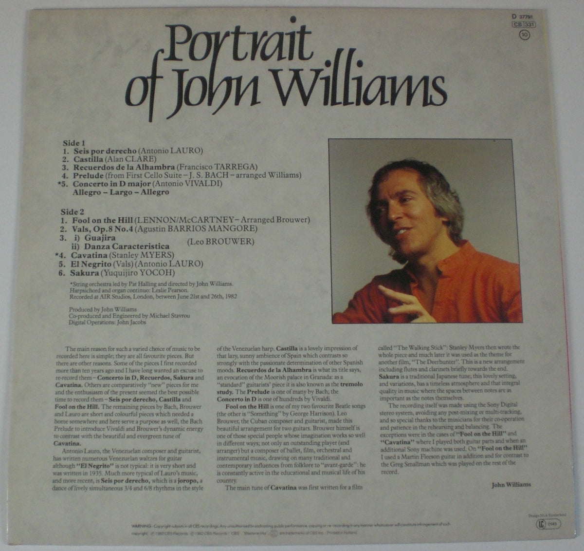 John Williams (7) : Portrait Of John Williams (LP,Stereo)