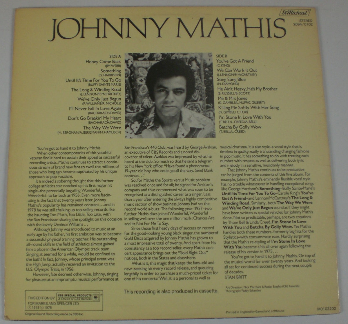 Johnny Mathis : Johnny Mathis (LP,Compilation)
