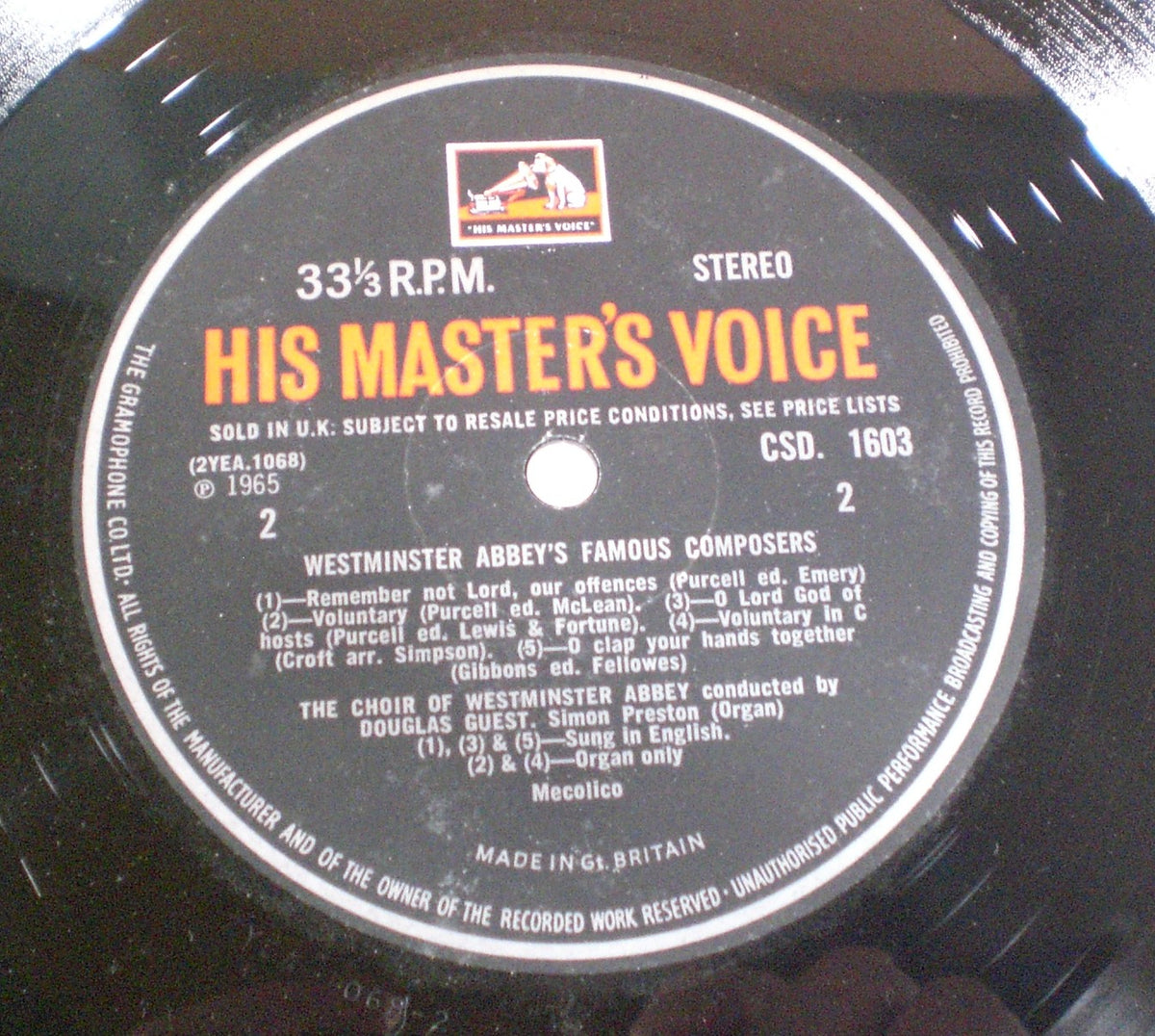The Choir Of Westminster Abbey, Douglas Guest, Simon Preston : Westminster Abbey's Famous Composers (LP,Album,Stereo)