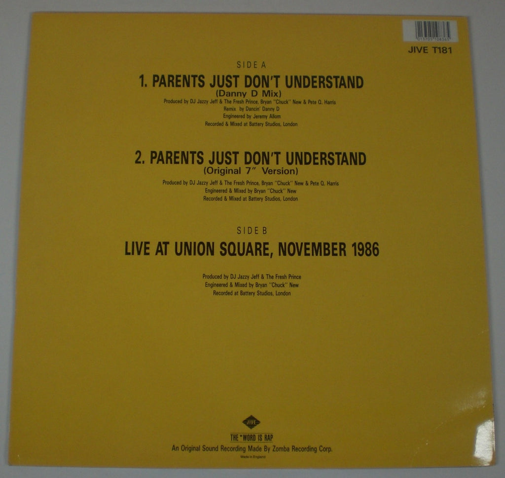 DJ Jazzy Jeff & The Fresh Prince : Parents Just Don't Understand (12",45 RPM)