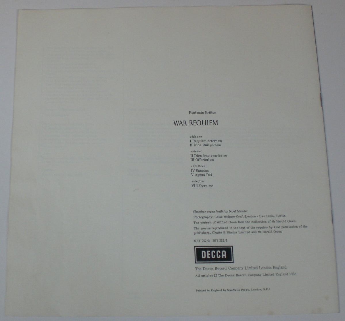 Benjamin Britten : War Requiem (LP,Mono)